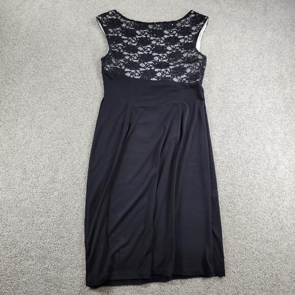 Dress Barn Collection Womens Dress 12 Black Floral Lace Ruched‎ Cocktail Party - Picture 11 of 12